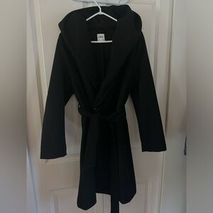 Zara Black Belted soft hooded coat item number 3046/304